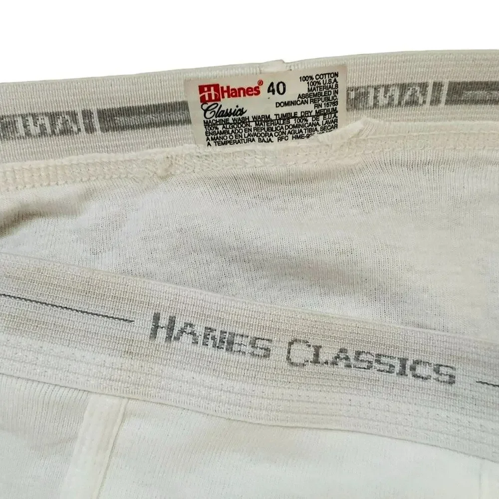 Vintage 90s Hanes Classics Mens Briefs Tighty Whities Underwear Size 40